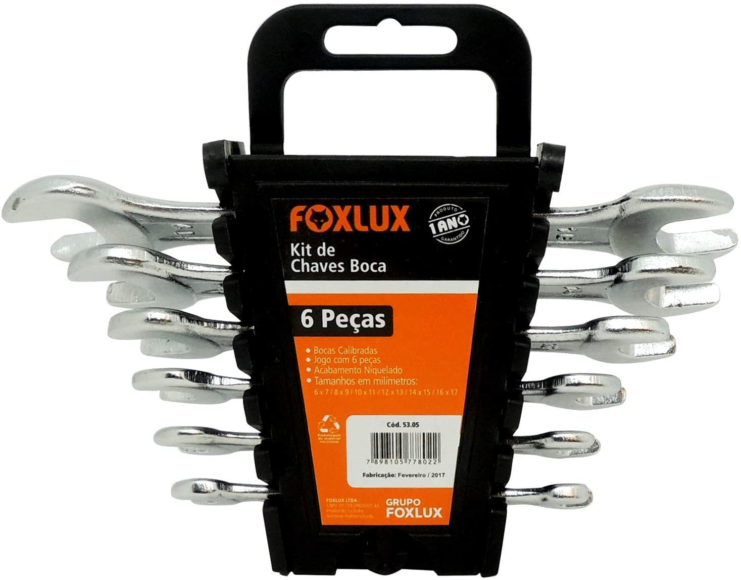 Jogo De Chave Fixa Foxlux – 6x7mm A 16x17mm – Kit Com 6 Peças – Chave De Boca
