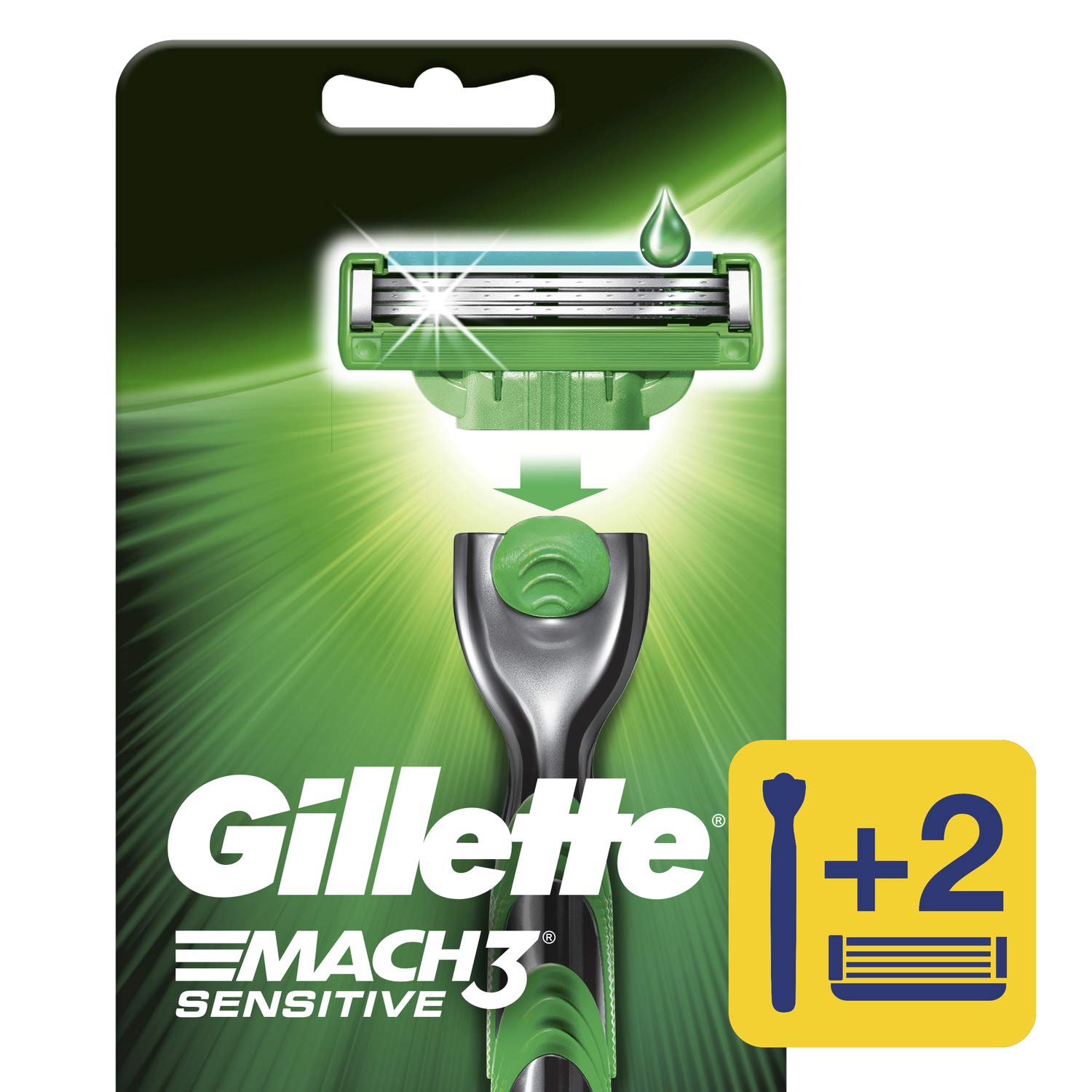 Aparelho de Barbear Gillette Mach3 Sensitive com 2 cargas