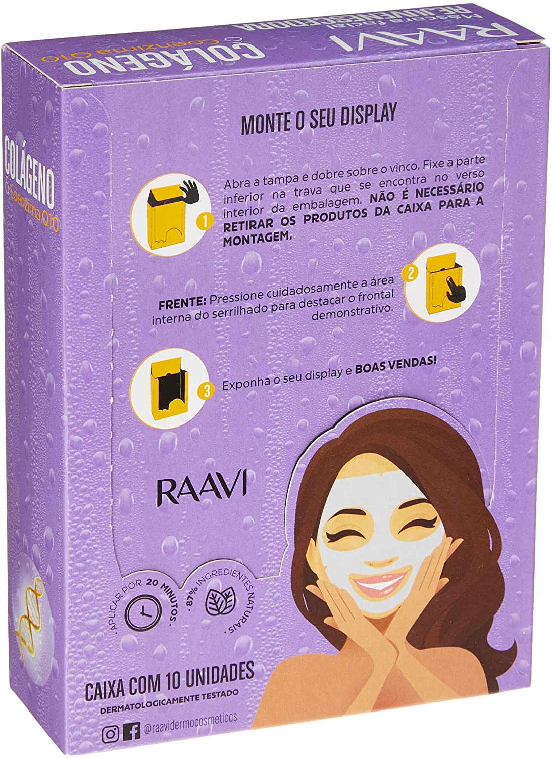 Pack Máscara de Tecido Facial Rejuvenescedora Colágeno e Q10 - Raavi, Raavi