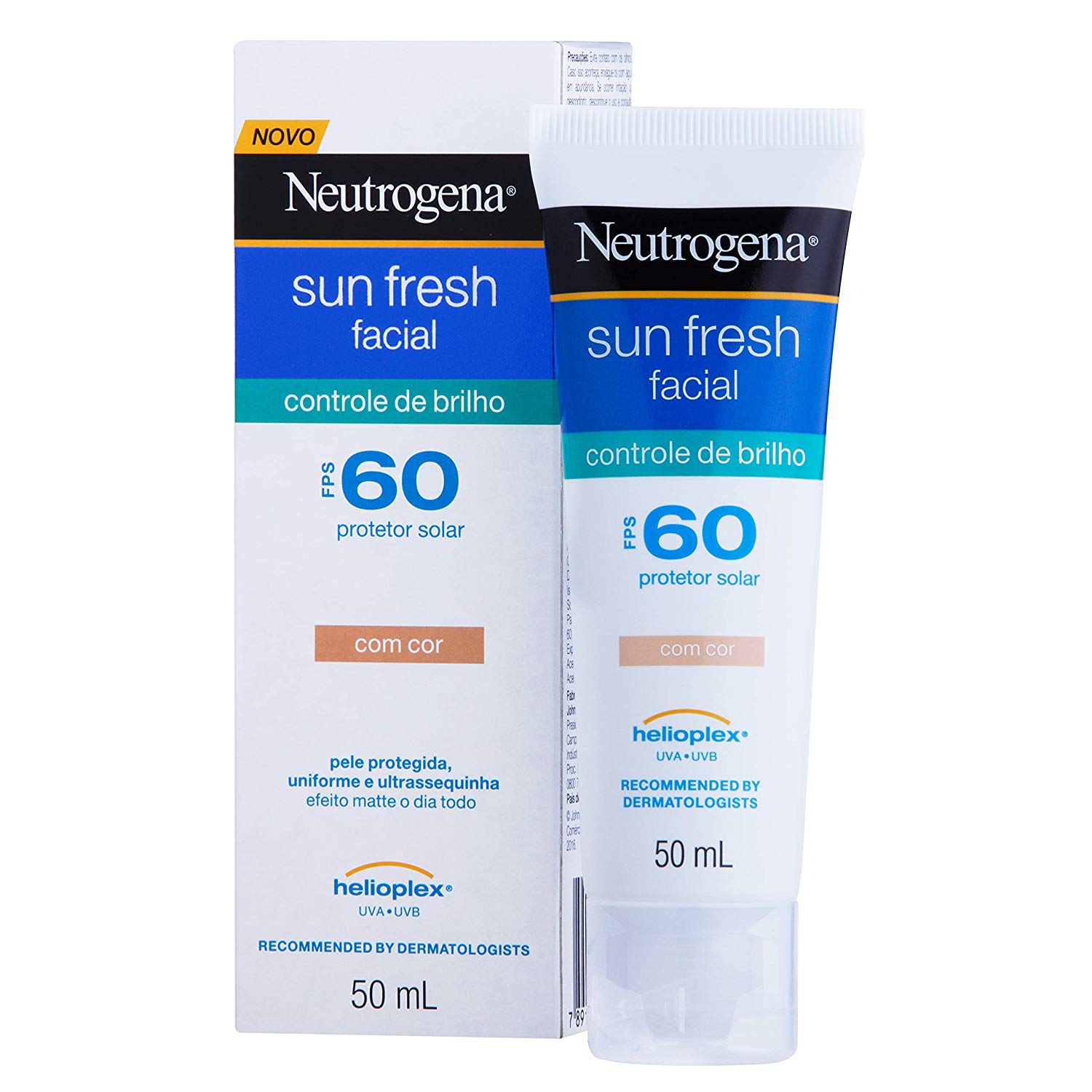 Protetor Solar Sun Fresh Facial Controle de Brilho com Cor FPS 60, Neutrogena, 50ml