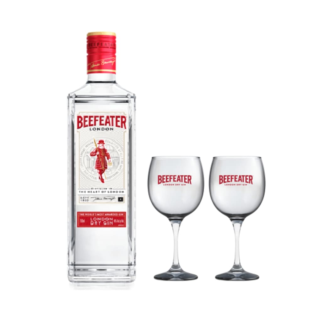 Gin Beefeater London Dry 750ml + 2 Taça de Vidro 550ml