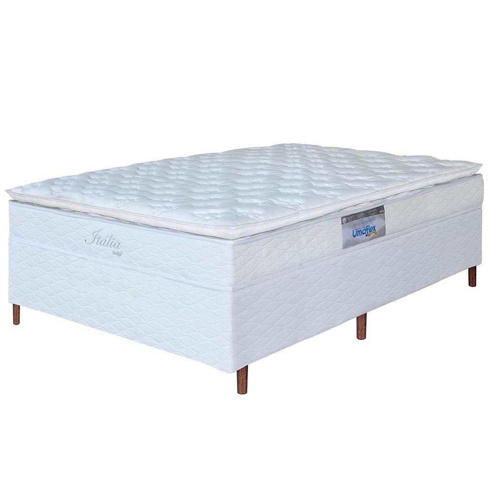 Cama Box Casal Umaflex Itália com Pillow Top e Molas Ensacadas 69x138x188 cm - Branco