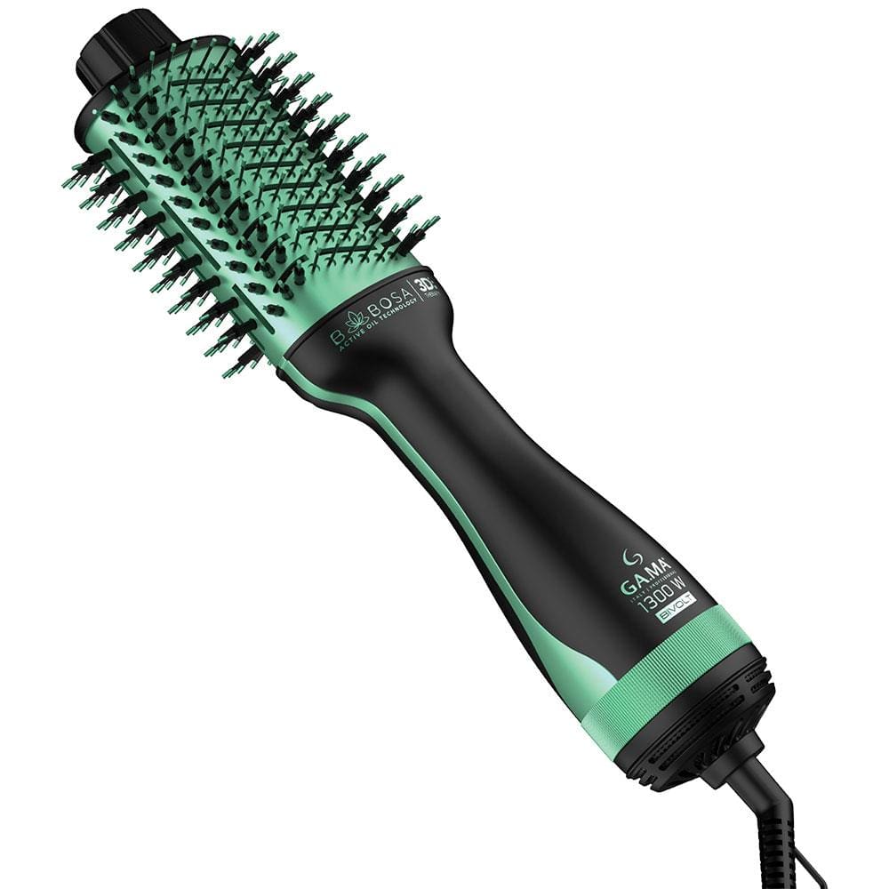 Escova Secadora GA.MA Italy Babosa Brush 3D 1200/1300W Preta/Verde - Bivolt