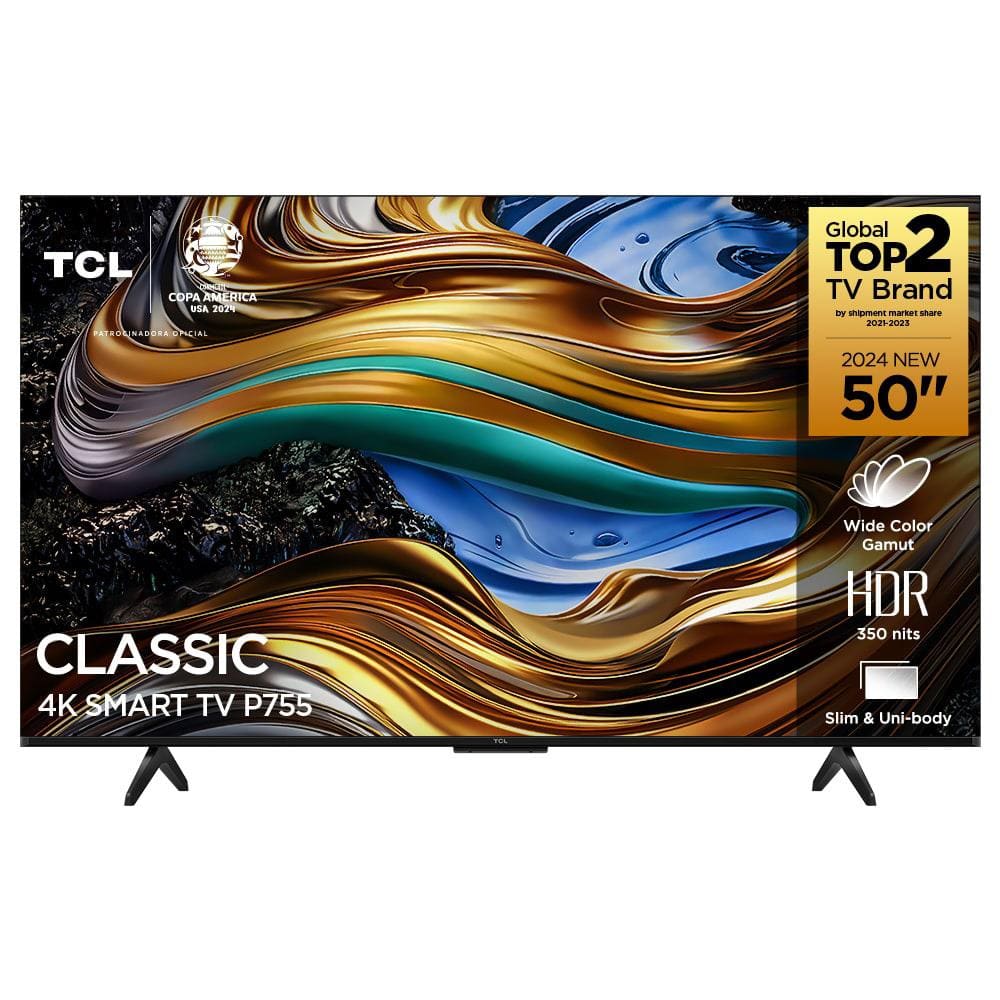 Smart TV 50” UHD 4K TCL P755 LED com Google TV, Dolby Vision e Atmos, HDR10+, Wi-Fi, Bluetooth, Google Assistente e Design sem Bordas