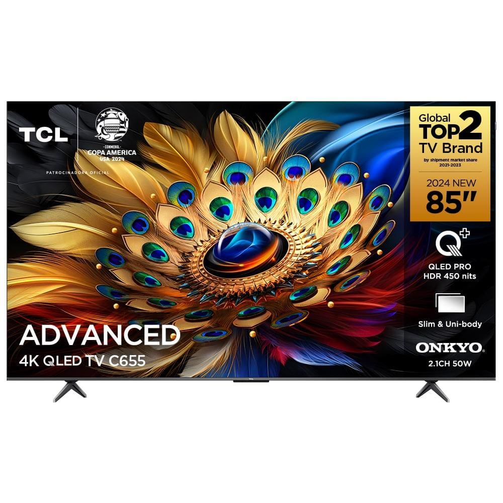 Smart TV 85\" QLED 4K TCL 85C655 com Processador AIPQ Google TV HDR10+ Wi-Fi Dual Band Bluetooth Integrado Google Assist