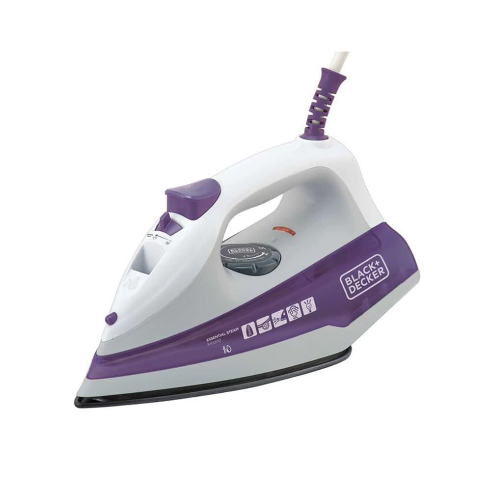 Ferro de Passar a Vapor Black Decker FX1000 com Base Antiaderente - Branco e Roxo