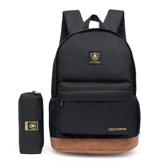 Mochila Ecko Bolsa Escolar Trabalho Reforçada Notebook Resistente a Água - Preto+Marrom