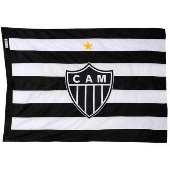 Bandeira Torcedor Oficial - 2 Panos 1,30 X 0,90 Cm. Atlético - Preto+Branco