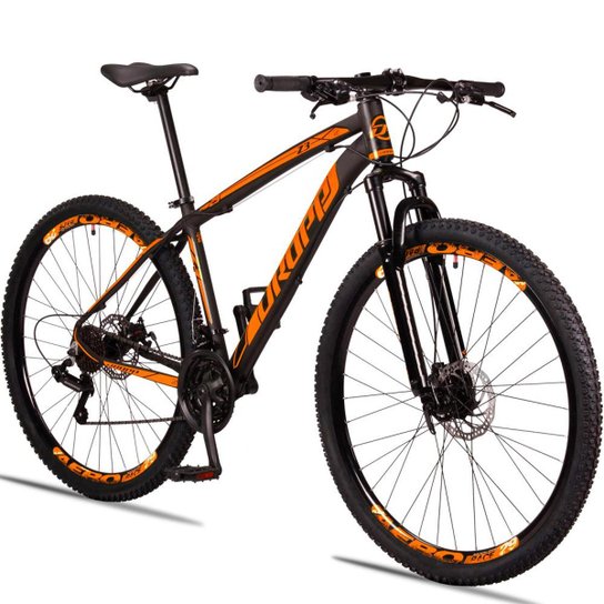 Bicicleta aro 29 Dropp Z3 câmbio shimano 21v freio a disco mecânico com suspensão - Preto+Laranja