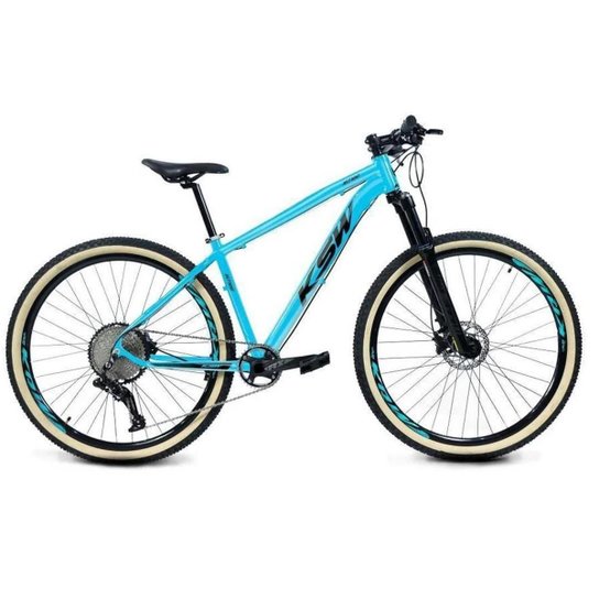 Bicicleta Aro 29 Ksw Xlt 12v Suspensão com Trava K7 11/50 Freios Hidráulicos Kit 1x12 Pneus Bege