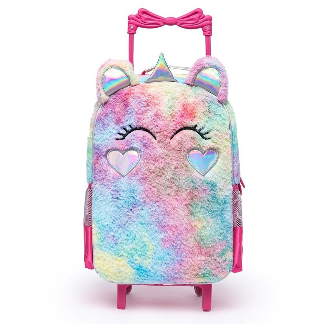 Kit Mochila de Rodinha + Estojo Spector Pelúcia Unicórnio Infantil - Rosa