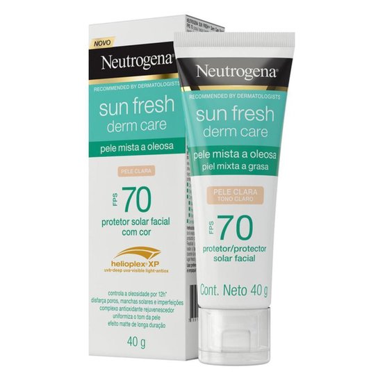 Protetor Solar com Cor Neutrogena - Sun Fresh Oily Skin FPS 70 Clara - Incolor