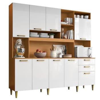 Armário de Cozinha Completa Aramóveis Kit Mega 9 Portas 2 Gavetas