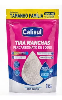 Percarbonato de Sódio 1kg 100% Puro Tira Manchas em Pó Sem Cloro, Biodegradável e Seguro para Roupas Brancas, Coloridas e Limpeza Doméstica Calisul