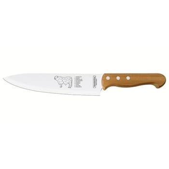 Faca para Carne Tramontina Churrasco com Lâminas em Aço Inox e Cabo de Madeira Natural 8"