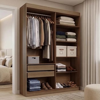 Guarda-roupa Closet 2 Gavetas 121 Cm Rustic Venus Madesa Rustic