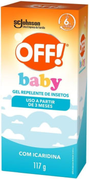 OFF! Baby, Repelente Bebe de Mosquitos e Insetos com Icaridina, Loção em Gel, Proteção por até 4h, Sem perfume, 117g