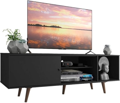 Rack Madesa Dubai para TV até 65 Polegadas com Pés - Preto/Rustic