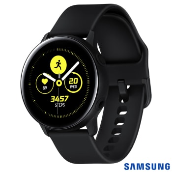 Galaxy Watch Active Samsung Preto 28 mm Pulseira de Silicone Bluetooth NFC e 4GB - SM-R500NZKAZTO