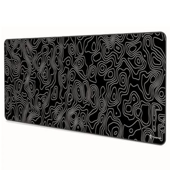 Mouse Pad Gamer Grande Profissional 90x40 SPEED Não Desliza Borda Costurada Curva Nível Terreno Topográfico Preto Branco Titorion (Preto)
