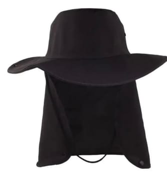 Chapéu Pescador Camping Australiano Proteção Nuca Pescoço Uv (Preto)