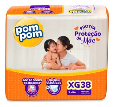 Fralda Descartável Pom Pom Proteção de Mãe XG com 38 Unidades