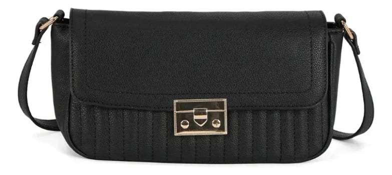 Bolsa Feminina Transversal Passeio Gash Pu Bs72942ga Preto Lisa Metal