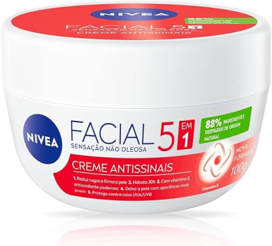 NIVEA Creme Facial Antissinais 100g - Sua fórmula com hidronutrientes e vitamina E é de rápida absorção, firma e reduz linhas de expressão e protege a pele contra os raios UVA/UVB