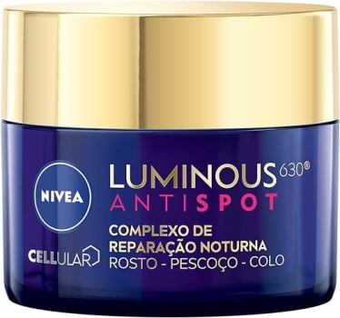 NIVEA Tratamento Facial Complexo de Reparação Noturna Luminous 630 - Proporciona hidratação intensa durante a noite e reduz marcas escurecidas - 50ml