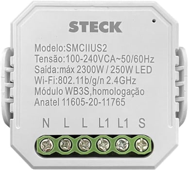 Módulo de Interruptor Interno Mini Steck SMCIIUS2 4x2 compatível com Alexa