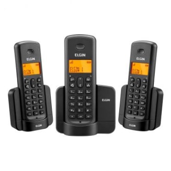 Telefone Elgin TSF8003 Preto sem fio + 2 Ramais, identificador, Viva Voz, Agenda, 5 opções de campaínha display iluminado e agenda compartilhada.