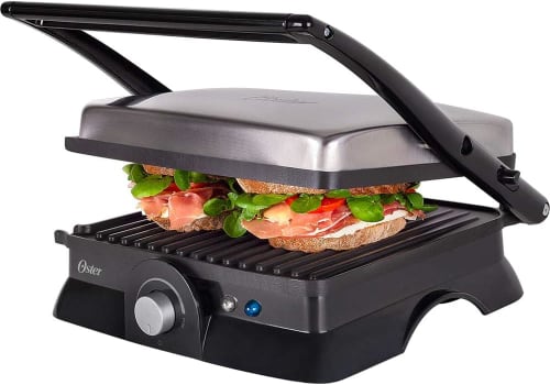 Grill Elétrico Multiuso Inox Oster ‎OGRL210, 110V (Preto/Inox)