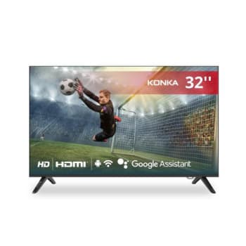 Smart TV Konka LED 32" Design sem bordas comando por voz Google Assistant e Android TV com Bluetooth KDG32