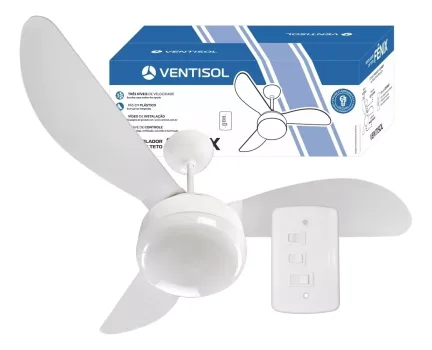 Ventilador de teto Ventisol Fênix branco com 3 pás de plástico, 96 cm de diâmetro 220 V