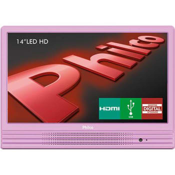 TV LED 14" Philco PH14E10DB  HD Conversor Digital Integrado HDMI USB 60Hz - Rosa
