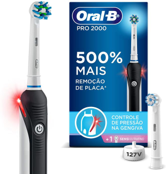 Escova Elétrica Oral-B Pro 2000 Sensi Ultrafino 127V + Refil Sensi Ultrafino