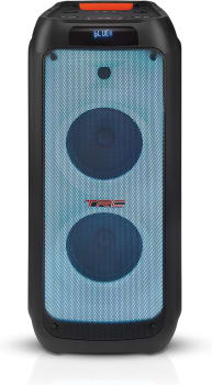 TRC - X1500 - ﻿Caixa de som bluetooth 1500W Rms; 2 alto-falantes de 8”; FULL LED; USB; leitor de cartão; função Gravador; Repetir; controle remoto