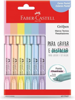 Faber-Castell Grifpen - Caneta Marca Texto, Tons Pastel, 6 Cores