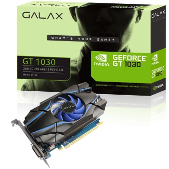 Placa de Vídeo VGA Galax NVIDIA GeForce GT 1030 2GB SDDR4 64 Bits DVI/HDMI 30NPK4HVQ4BG