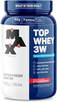 Max Titanium Top Whey 3W Mais Performance 900G Morango -