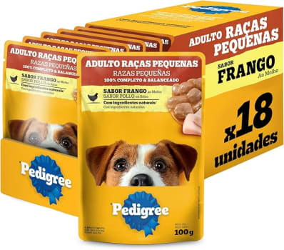 Pack Ração Úmida Pedigree Sachê Frango ao Molho para Cães Adultos de Raças Pequenas 100 g - 18 unidades