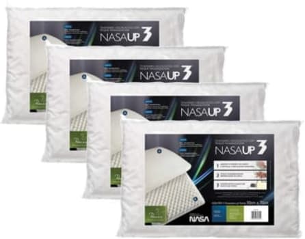 Kit 4 Pçs Travesseiro Nasa Up 3 P/fronhas 50x70 Cm - Fibrasca, Branco