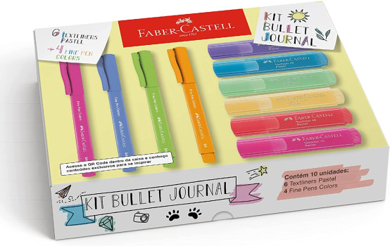  kit textliner + Fine Pen colors, Faber-Castell,KIT/MT46,Edição Limitada, 10 peças 