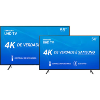 Smart TV LED 55'' Samsung 55RU7100 Ultra HD 4K com Conversor Digital 3 HDMI 2 USB Wi-Fi + Smart TV LED 50'' Samsung 50RU7100 Ultra HD 4K com Conversor