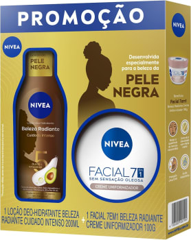 Kit Nivea Beleza Radiante Loção Hidratante Corporal 200ml + Creme Facial 100g