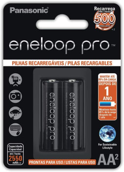 Pilha Recarregável Panasonic Eneloop PRO AA Pequena - BK-3HCDE/2BB