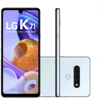 Smartphone LG K71 Branco Tela de 6.8 4G Câmera Traseira de 48 5 5MP e Frontal de 32MP 128GB