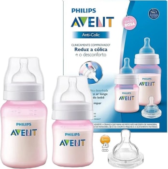 AVENT Mamadeiras Anti Colica 2 Unid 125 E 260Ml - Rosa + Bico Extra