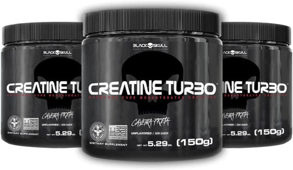 Kit 3X Creatine Turbo Suplemento Alimentar Black Skull 150g Caveira Preta Creatina Monohidratada