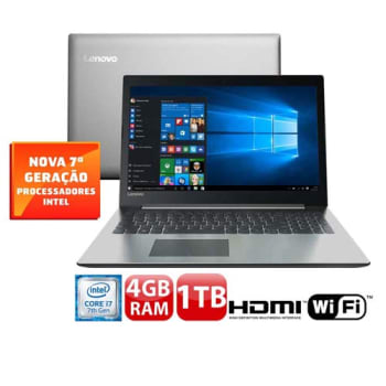 Notebook Lenovo Core i7-7500U 4GB 1TB Tela Full HD 15.6” Windows 10 Ideapad 320